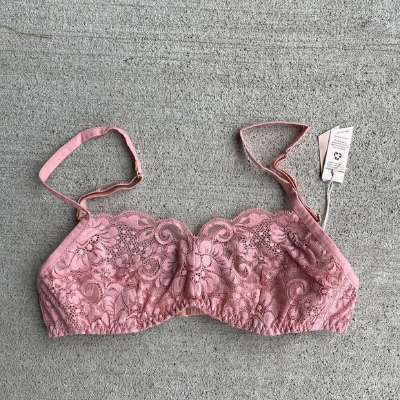HAH by Free People Demi Bra Size B 30-38 Dusty Rose Hook Up Wireless Lace NEW - Picture 2 of 8
